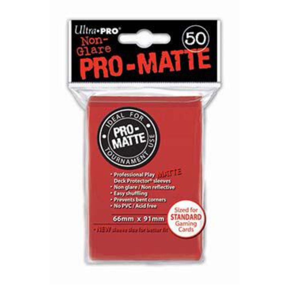 Pro-Matte Standard Deck Protectors - Red (50-Pack) - Ultra Pro Card Sleeves image 0