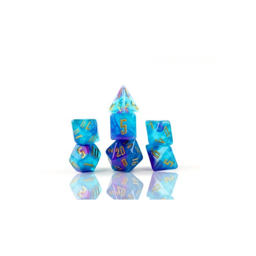 Sirius Dice: 7CT Cerulean Nebula Polyhedral Dice Set image 1