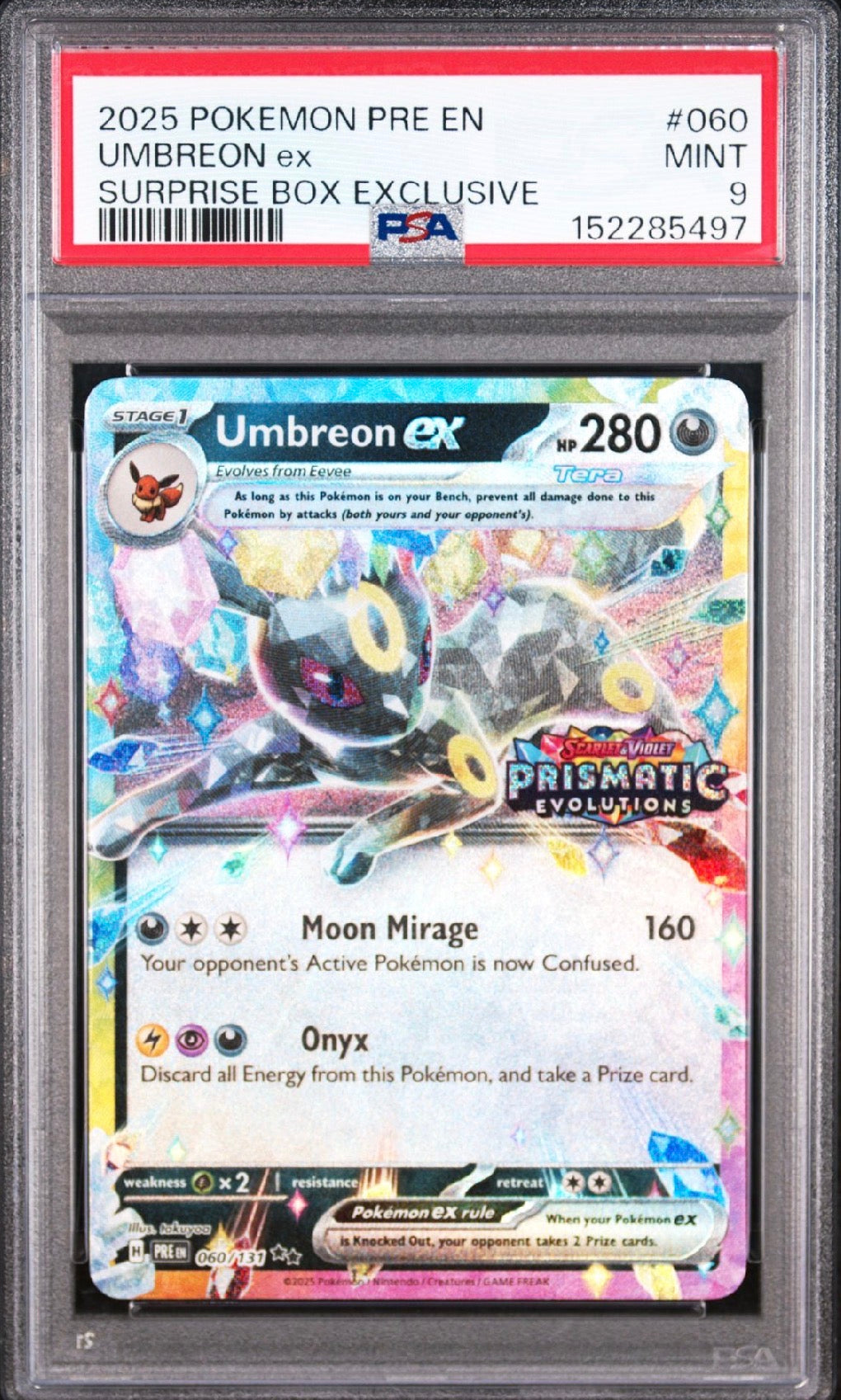 Prismatic Evolutions #70 Umbreon ex Surprise Box Exclusive PSA 9