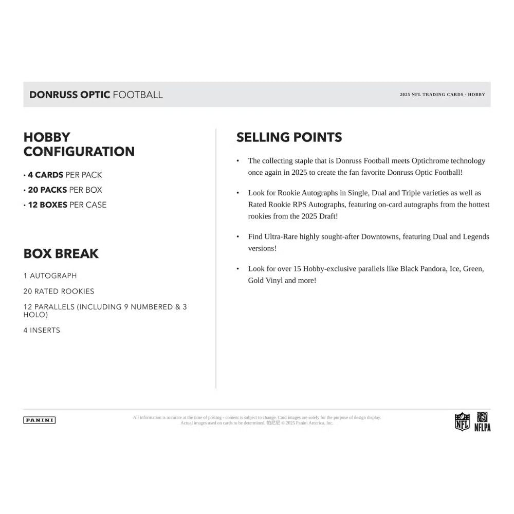 2025 Panini Donruss Optic Football Hobby Box