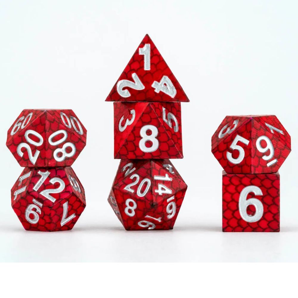 FanRoll: 7CT Dragon Storm Silicone - Red Dragon Scales Polyhedral Dice Set image 3