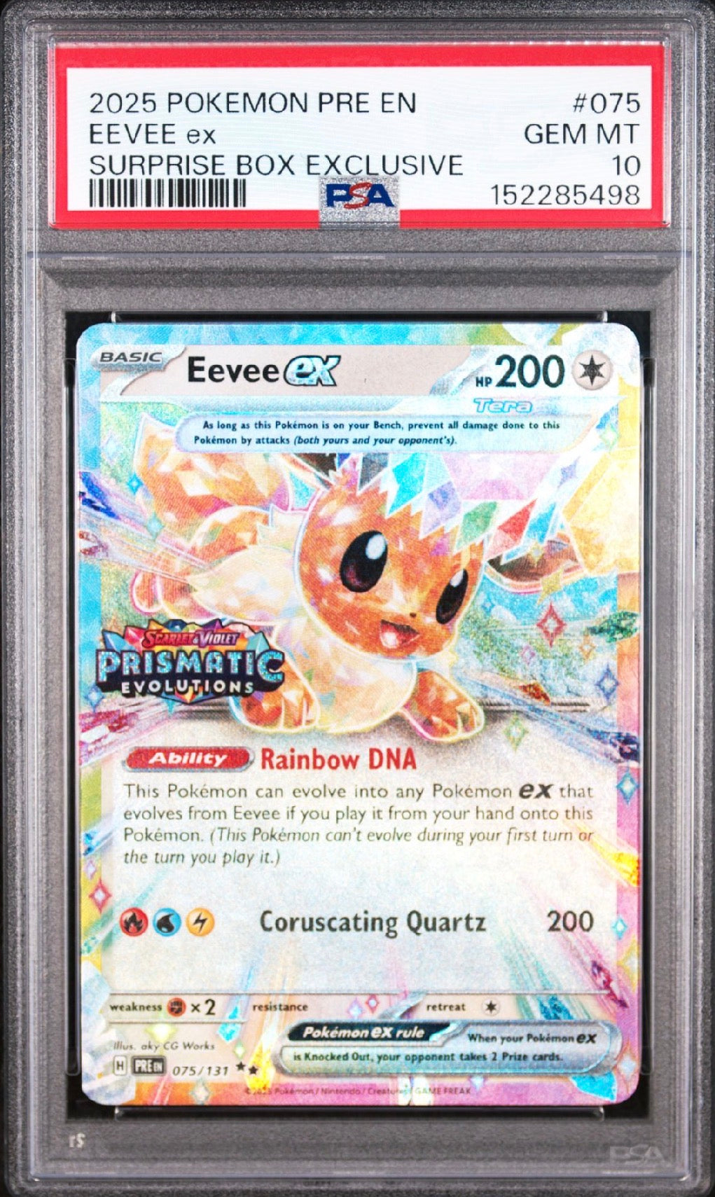 Prismatic Evolutions #75 Eevee ex Surprise Box Exclusive PSA 10