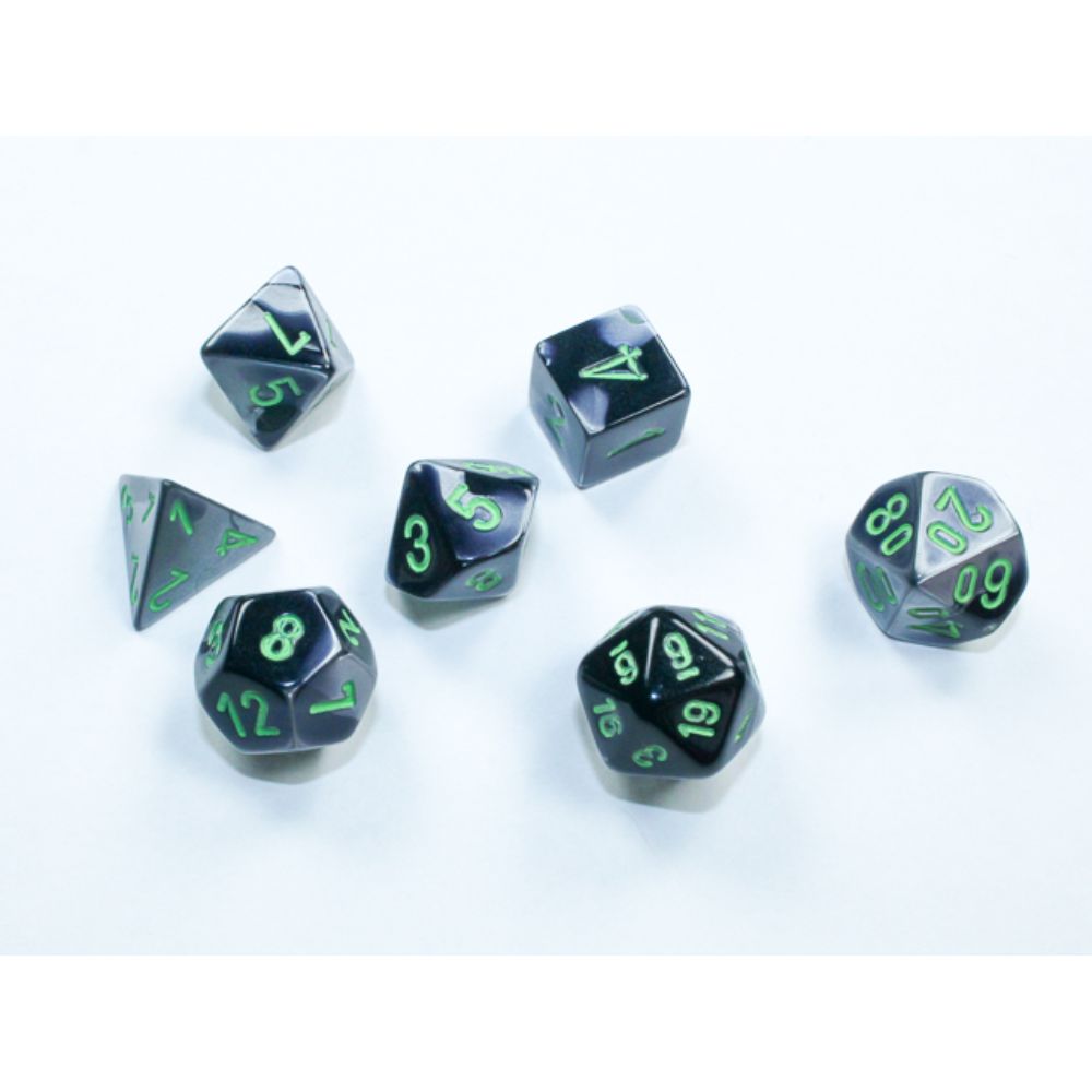 Gemini Mini-hedral Black-Grey/green 7-Die Set / #CHX20645 image 1