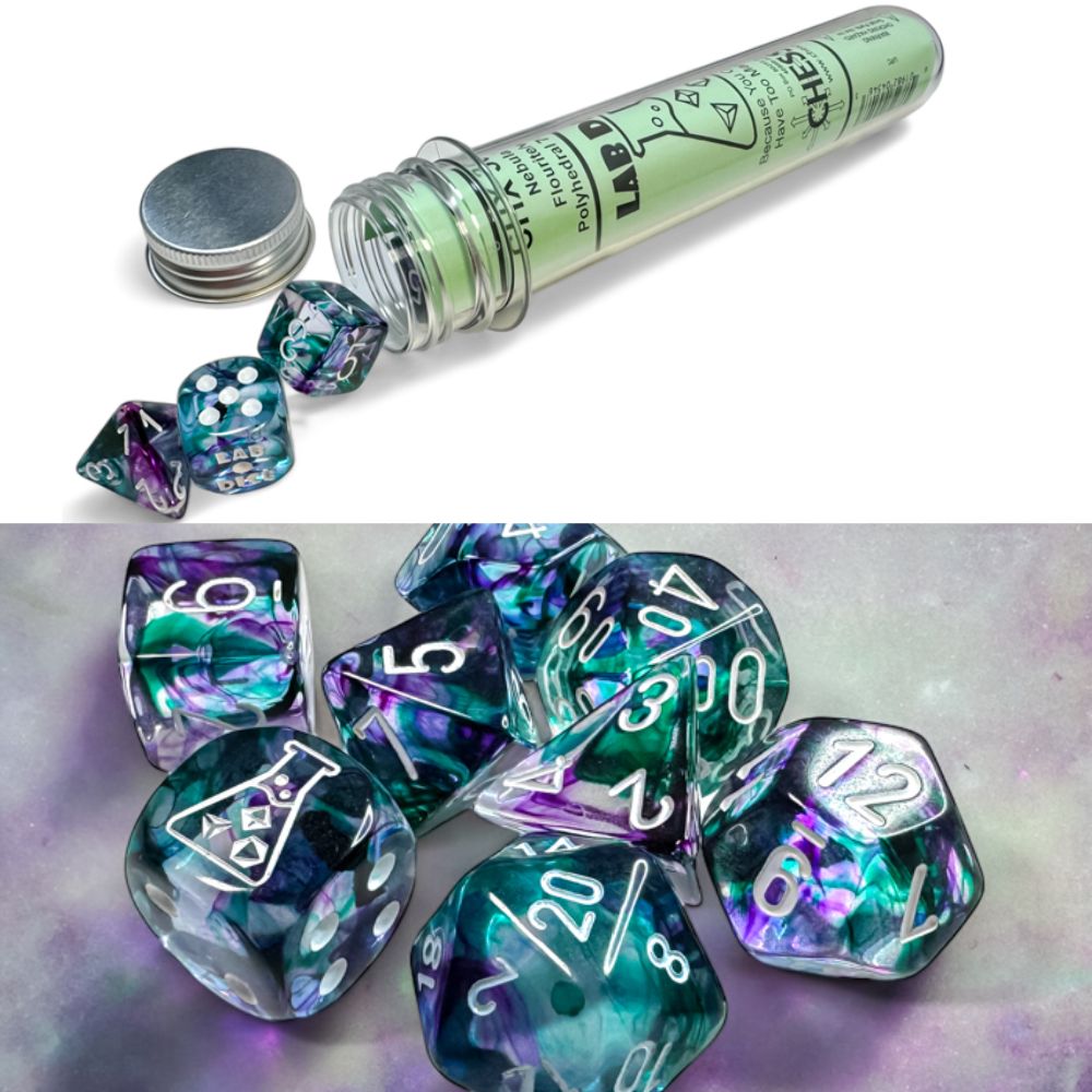 Nebula Fluorite/white Polyhedral 7-Dice Set (with bonus die) /#30068 image 0