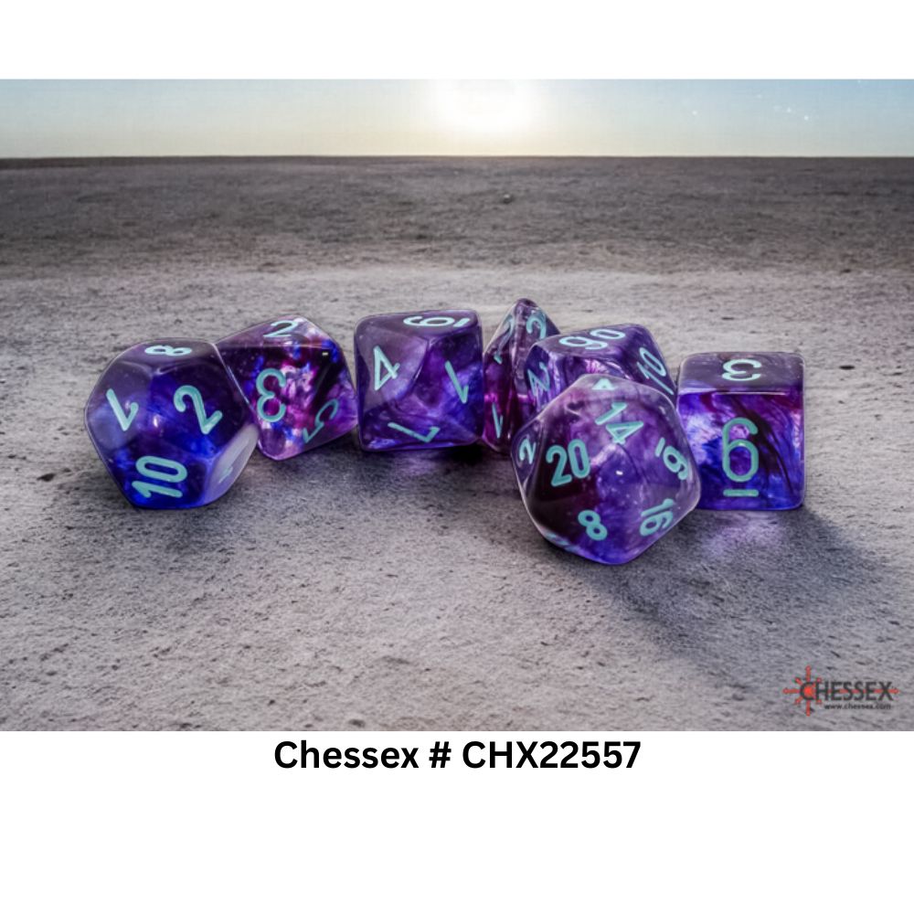 Chessex Mega-Hedral Nebula Nocturnal/Turquoise Luminary 7-Die Set / CHX22557