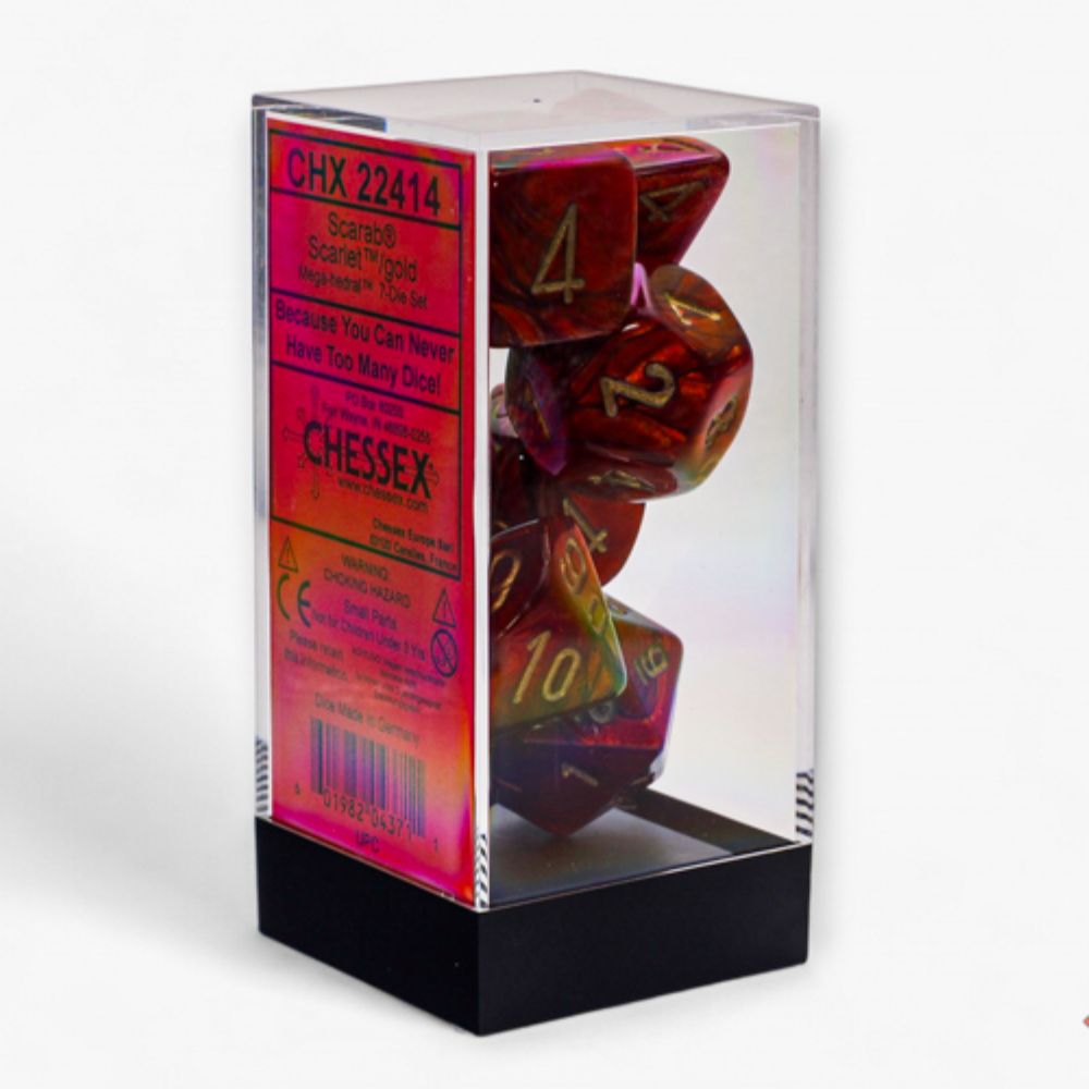 Chessex Mega-Hedral Scarab Scarlet/Gold 7-Die Set / CHX22414