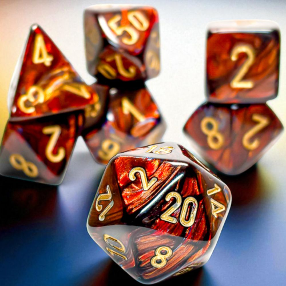 Chessex Mega-Hedral Scarab Blue Blood/Gold 7-Piece Set / CHX22419