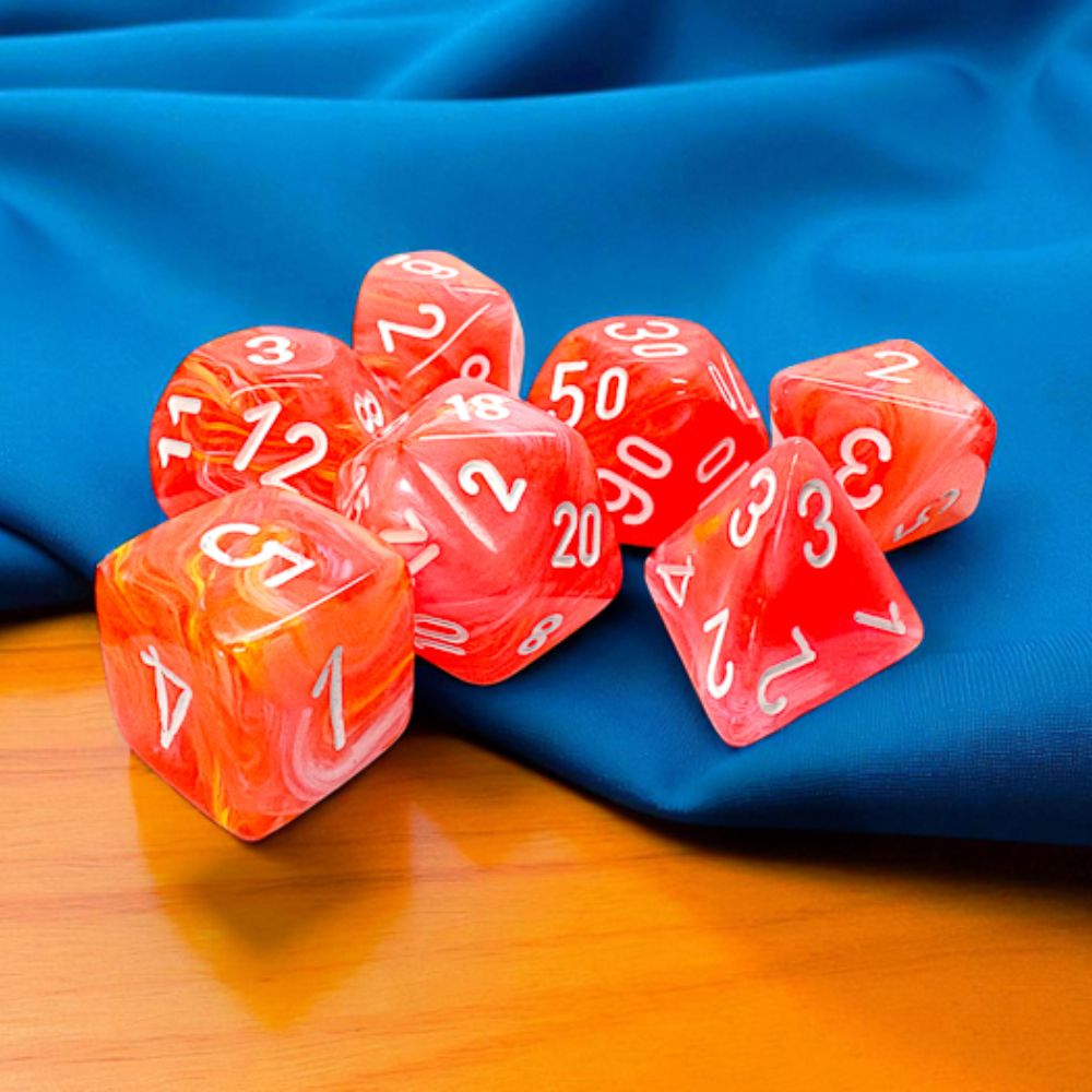 Chessex Mega-Hedral Festive Dahlia/White 7-Piece Set /CHX22553