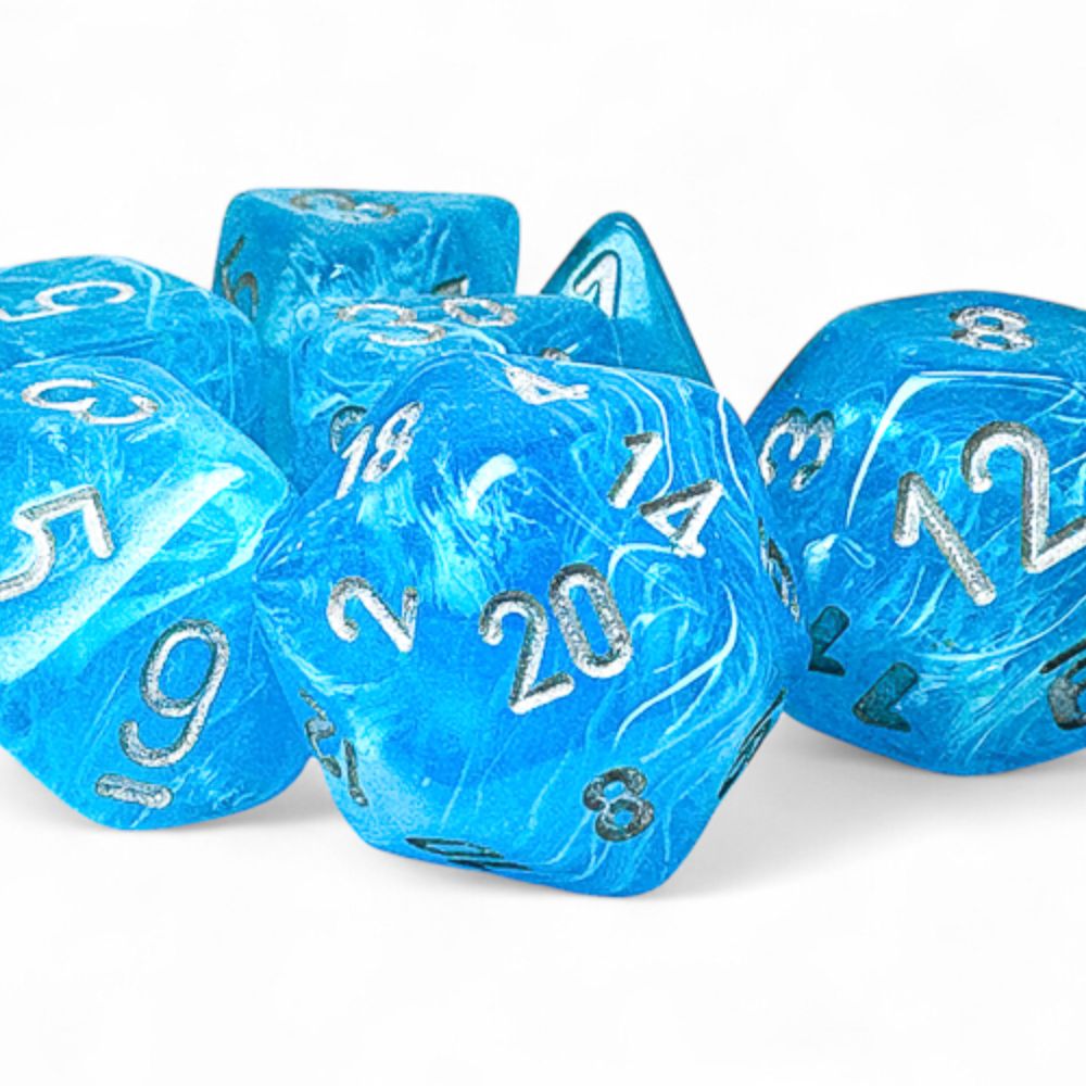 Chessex Mega-Hedral Luminary Sky/Silver 7-Piece Set / CHX22566