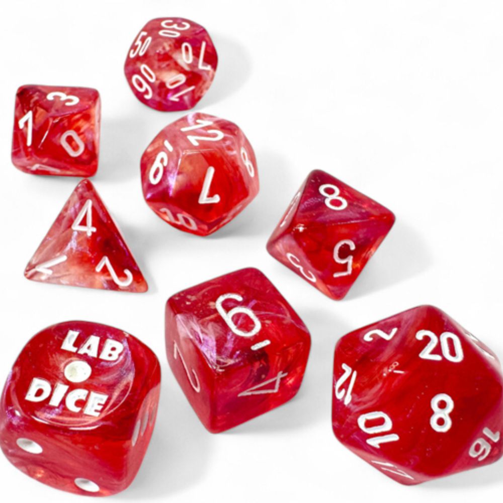 Chessex Lab Dice 9 Borealis Passion/White 7-Die Set / #CHX30070