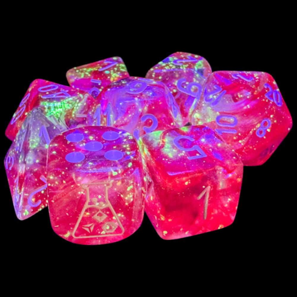 Chessex Lab Dice 9 Borealis Passion/White 7-Die Set / #CHX30070