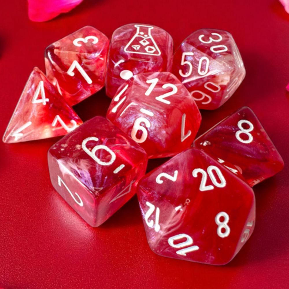 Chessex Lab Dice 9 Borealis Passion/White 7-Die Set / #CHX30070