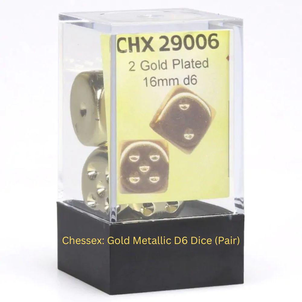 Gold Metallic D6 Dice (Pair) #CHX29006 image 0