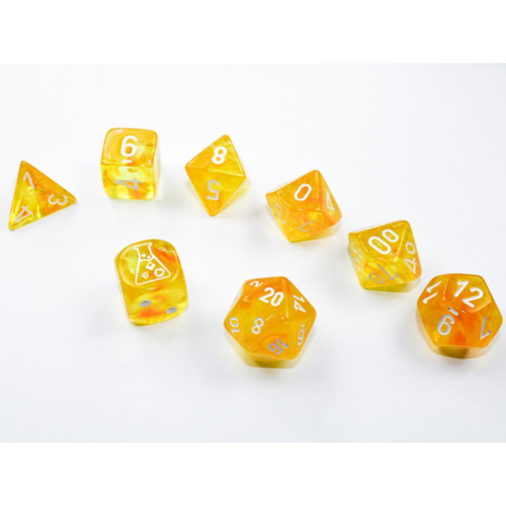 Borealis Canary/white Luminary Polyhedral 7-Dice Set (with bonus die) /CHX30053 image 1