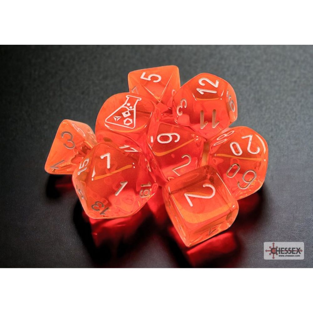 Translucent Neon Orange/White 7-Die Set with Bonus Die / #CHX30060 image 0