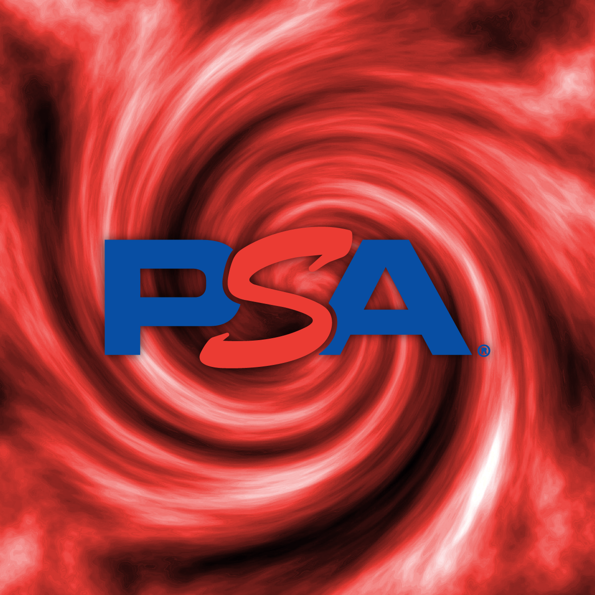 PSA logo on a red swirling background