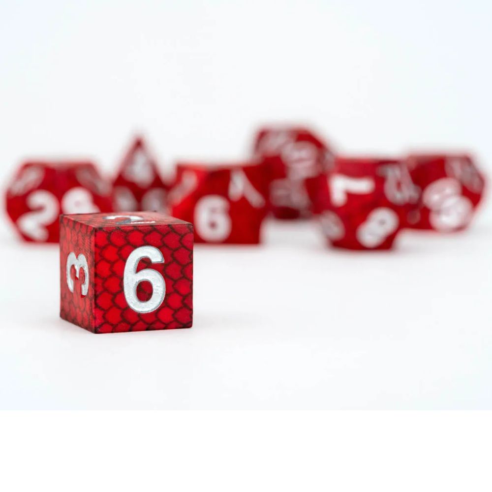 FanRoll: 7CT Dragon Storm Silicone - Red Dragon Scales Polyhedral Dice Set image 1