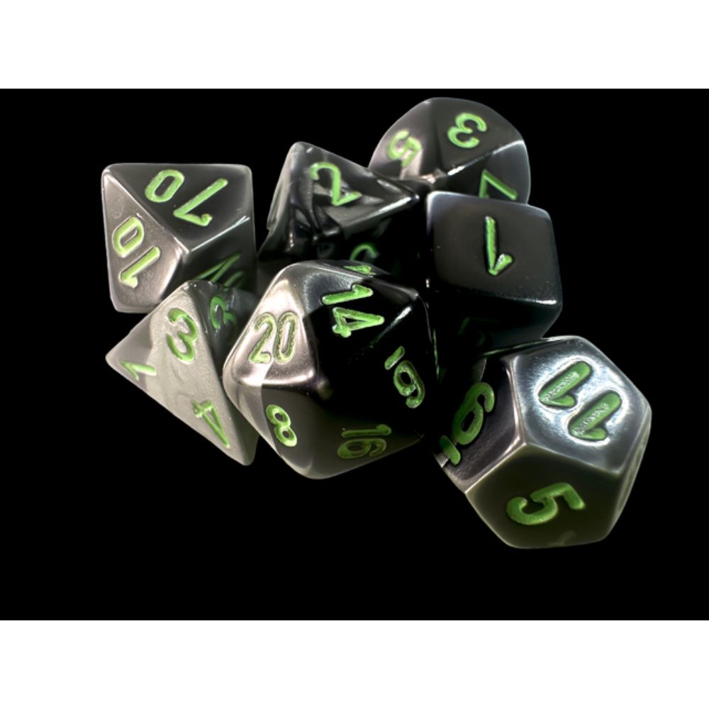 Gemini Mini-hedral Black-Grey/green 7-Die Set / #CHX20645 image 0