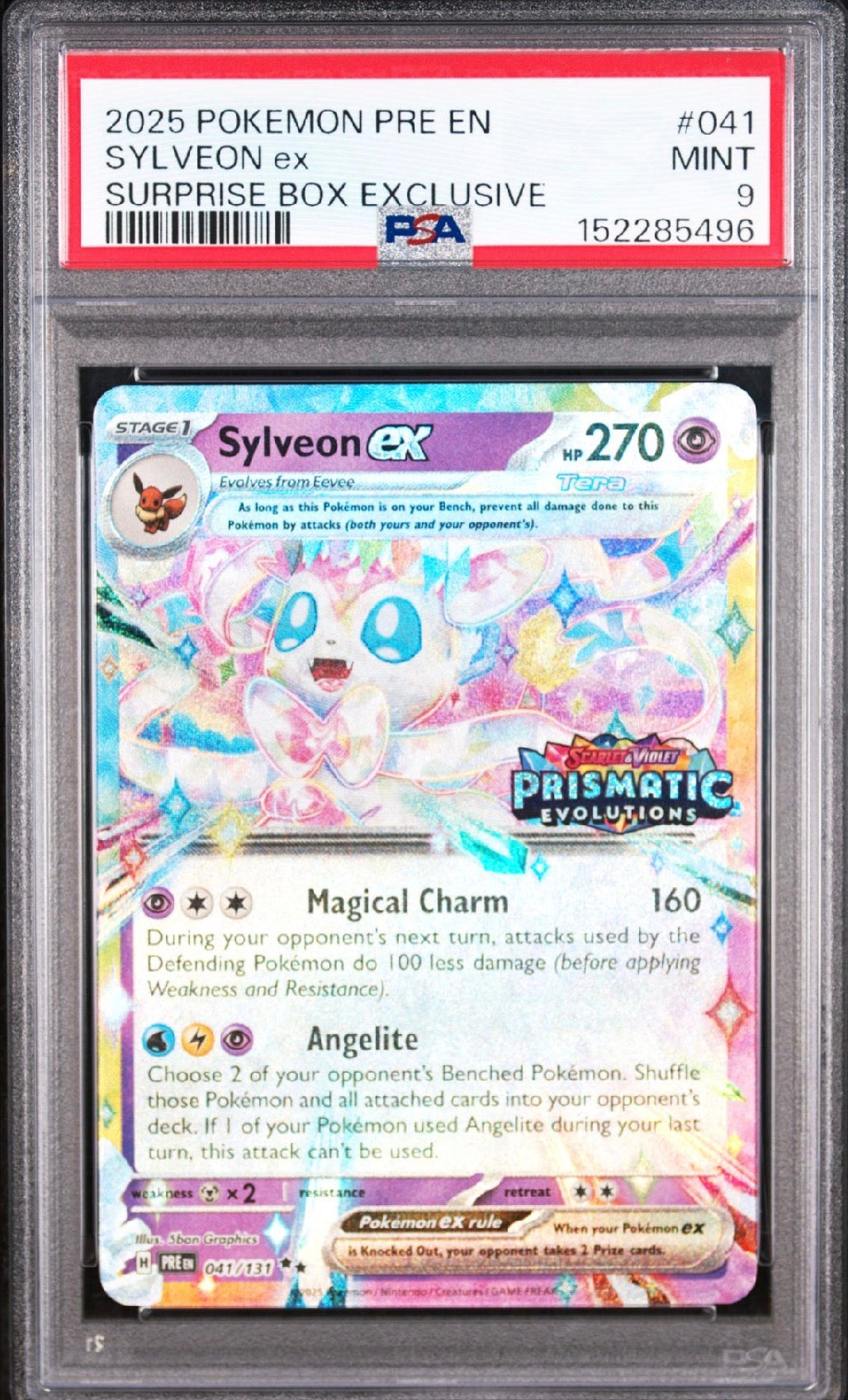 Prismatic Evolutions #41 Sylveon ex Surprise Box Exclusive PSA 9