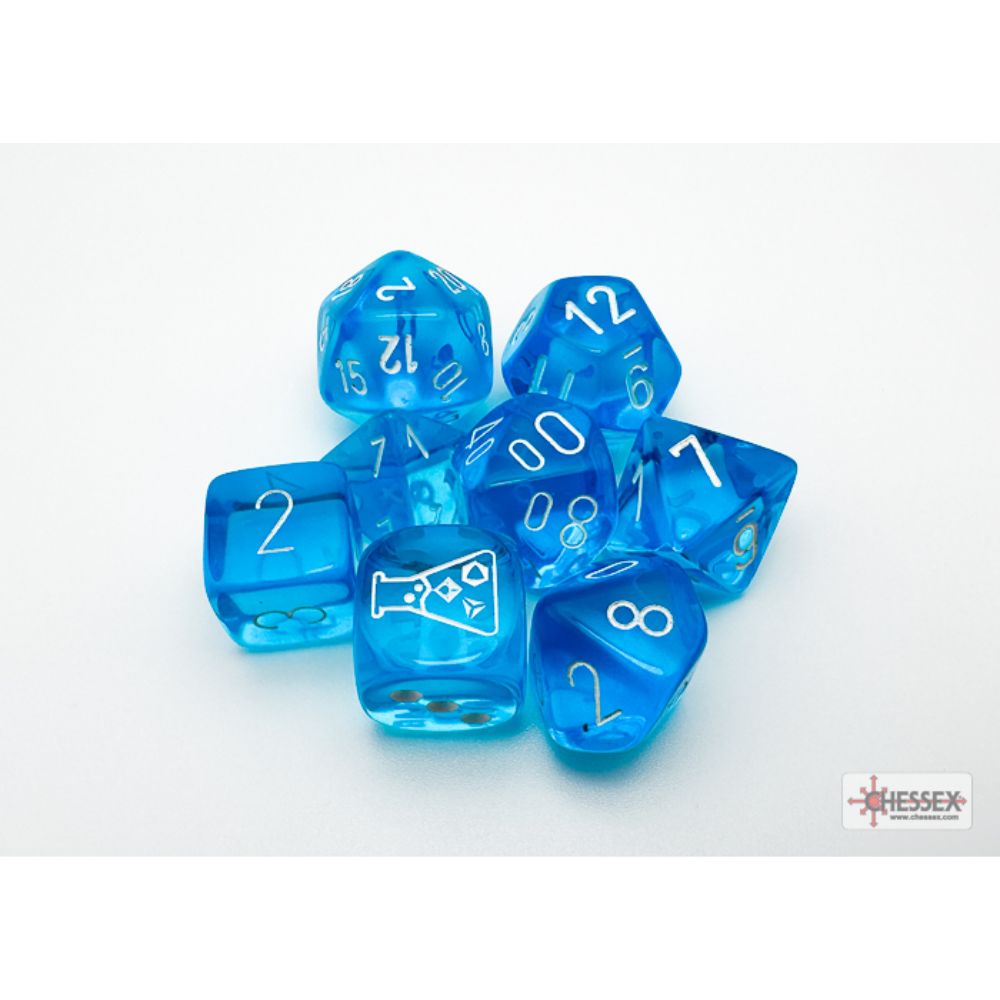 Translucent Tropical Blue/White 7-Die Set with Bonus Die / #CHX30063 image 1