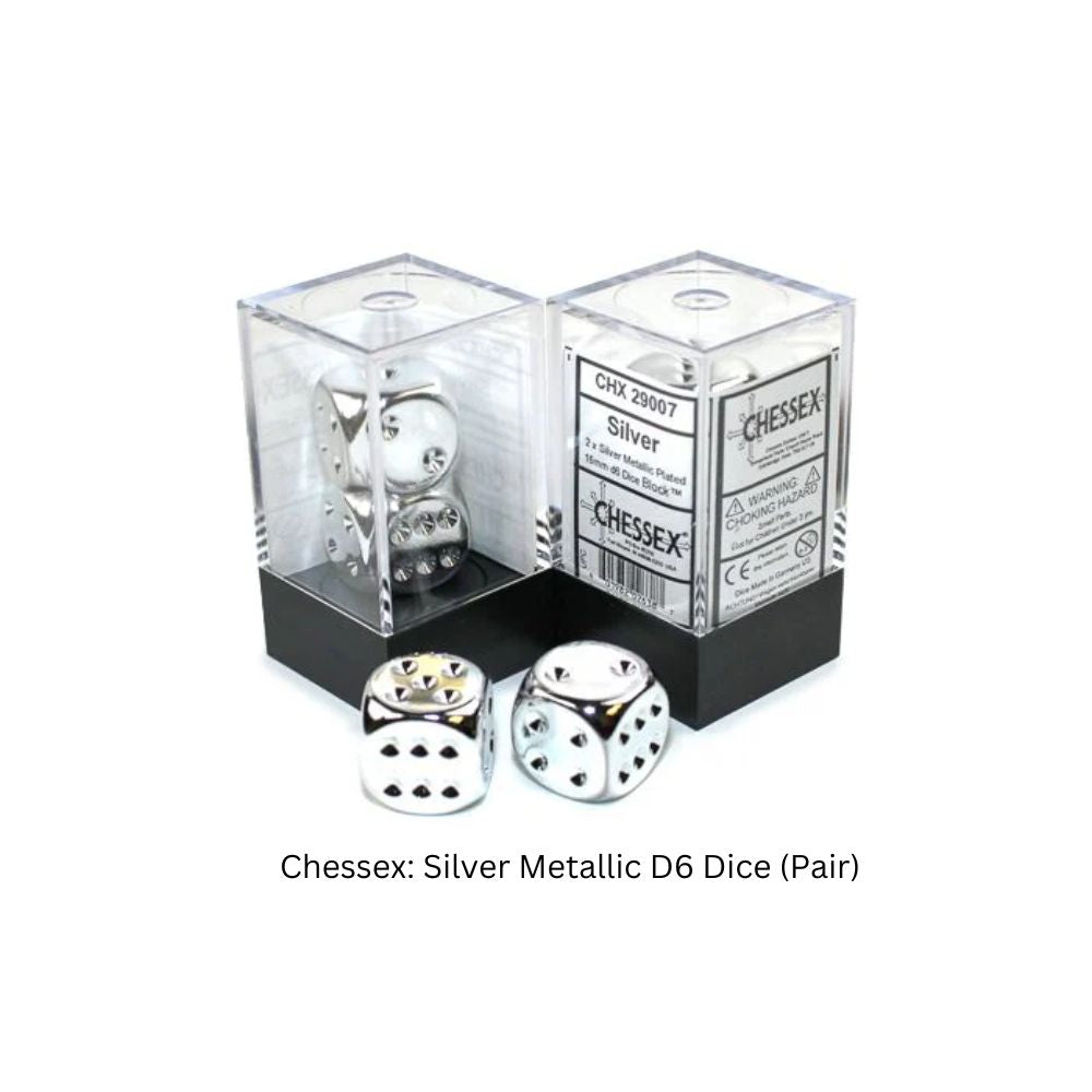 Silver Metallic D6 Dice (Pair) #CHX29007 image 0