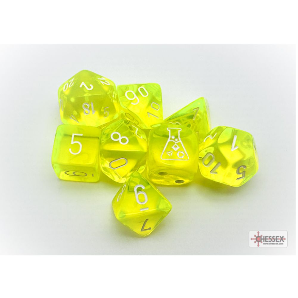 Translucent Neon Yellow/White 7-Die Set with Bonus Die / #CHX30061 image 1