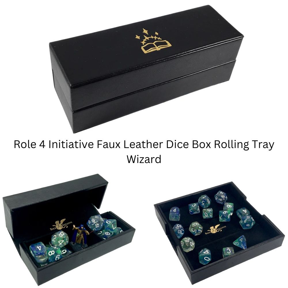 Role 4 Initiative Faux Leather Dice Box Rolling Tray Wizard image 0