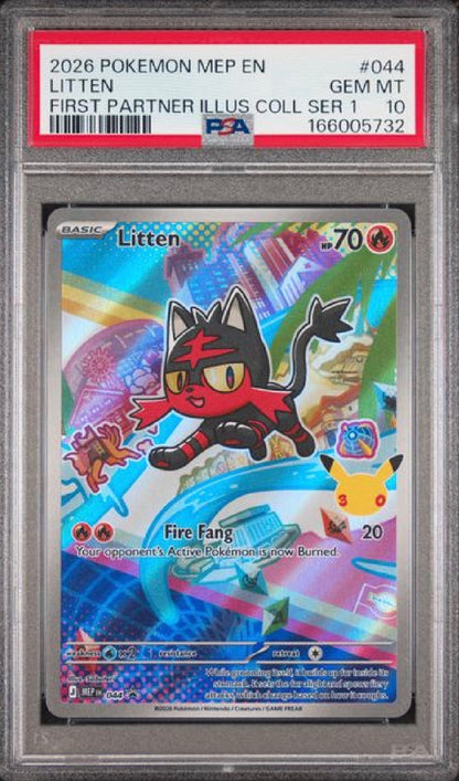 Pokemon MEP EN-ME Black  Star Promo  #044 Litten First Partner Illustration Collection Series 1