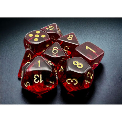 Translucent Crimson/Gold 7-Die Set with Bonus Die / #CHX30058 image 0