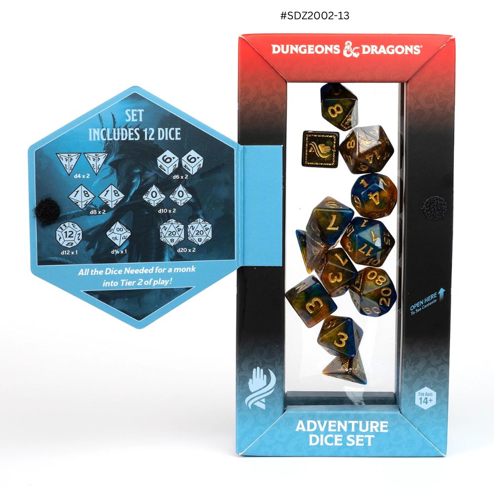 Dungeons & Dragons Adventure Dice - Monk: Blue / Gold | Sirius Dice image 1