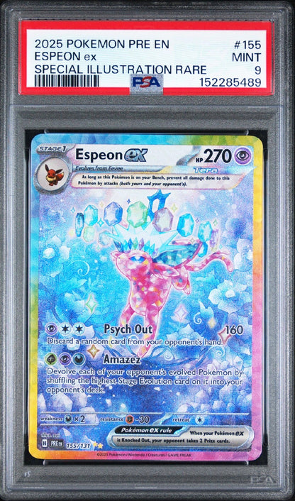 Prismatic Evolutions #155 Espeon ex Special Illustration Rare PSA 9