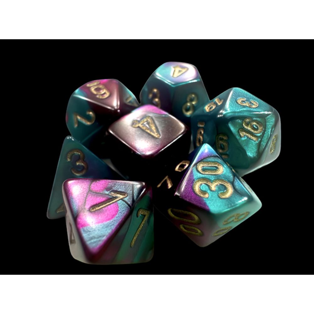 Gemini Mini-hedral Purple-Teal/gold 7-Die Set / #CHX20649 image 1