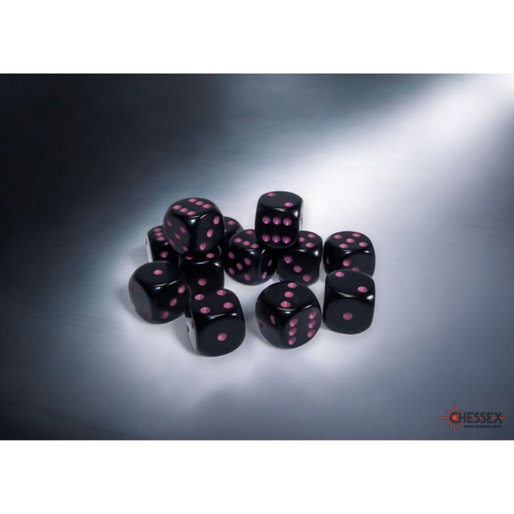 Opaque Black/Pink 16MM D6 Dice Block / #CHX25648 image 0