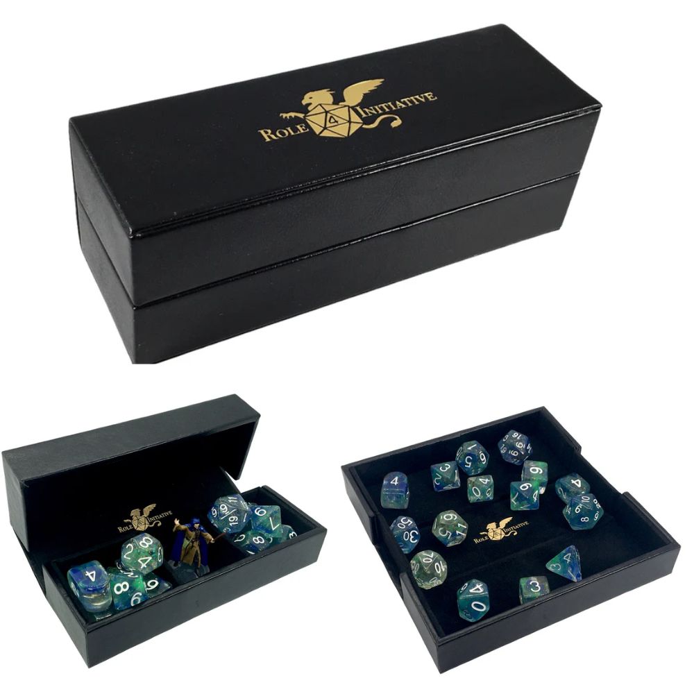 Role 4 Initiative Faux Leather Dice Box Rolling Tray R4I Logo image 0