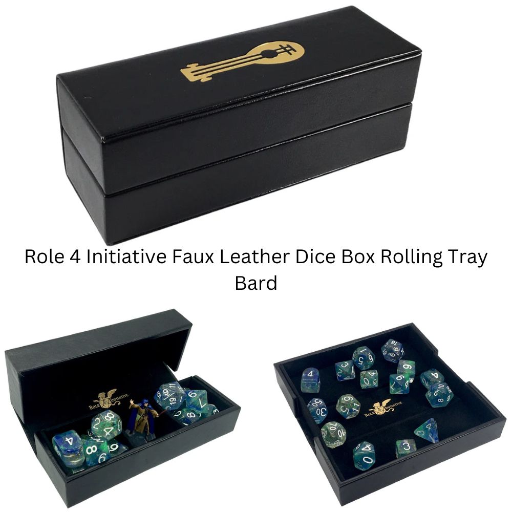 Role 4 Initiative Faux Leather Dice Box Rolling Tray Bard image 0