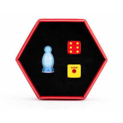 FanRoll: 3CT CATAN Premium Metal Opalite Robber Dice Set  #FRD11102 image 1