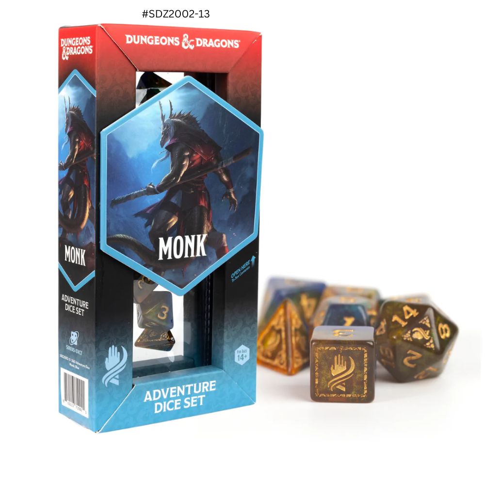 Dungeons & Dragons Adventure Dice - Monk: Blue / Gold | Sirius Dice image 0