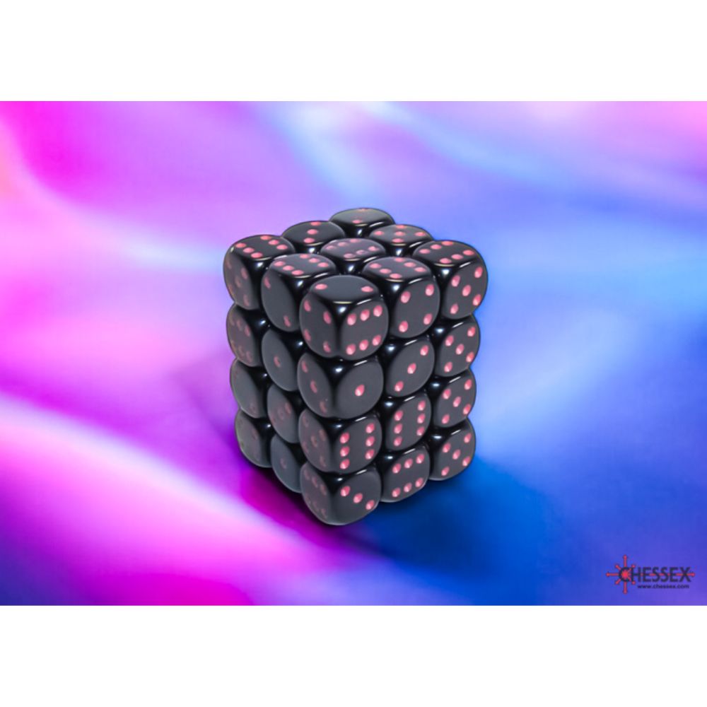 Opaque Black/pink 12mm d6 Dice Block (36 dice)  / #CHX25848 image 0