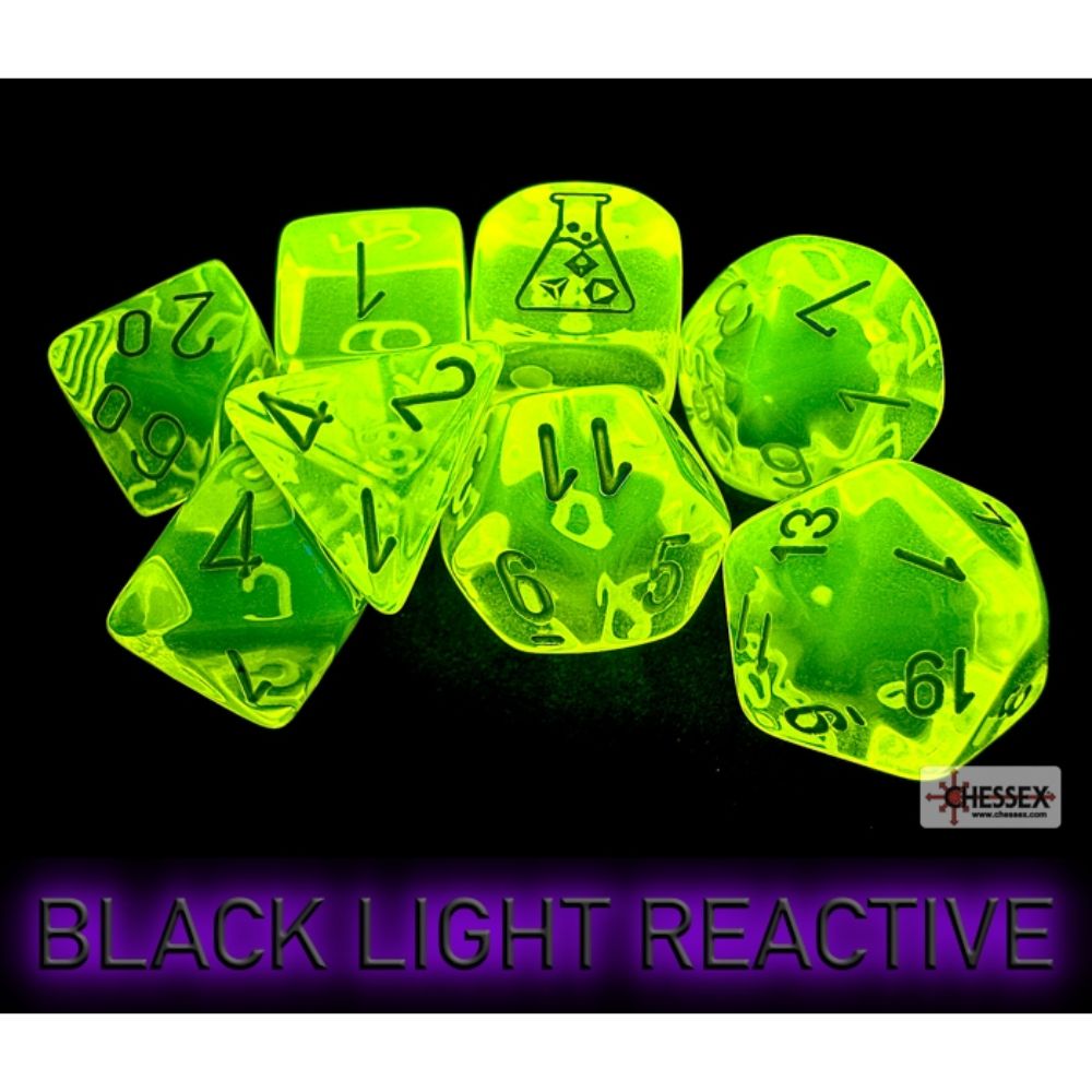 Translucent Neon Yellow/White 7-Die Set with Bonus Die / #CHX30061 image 2