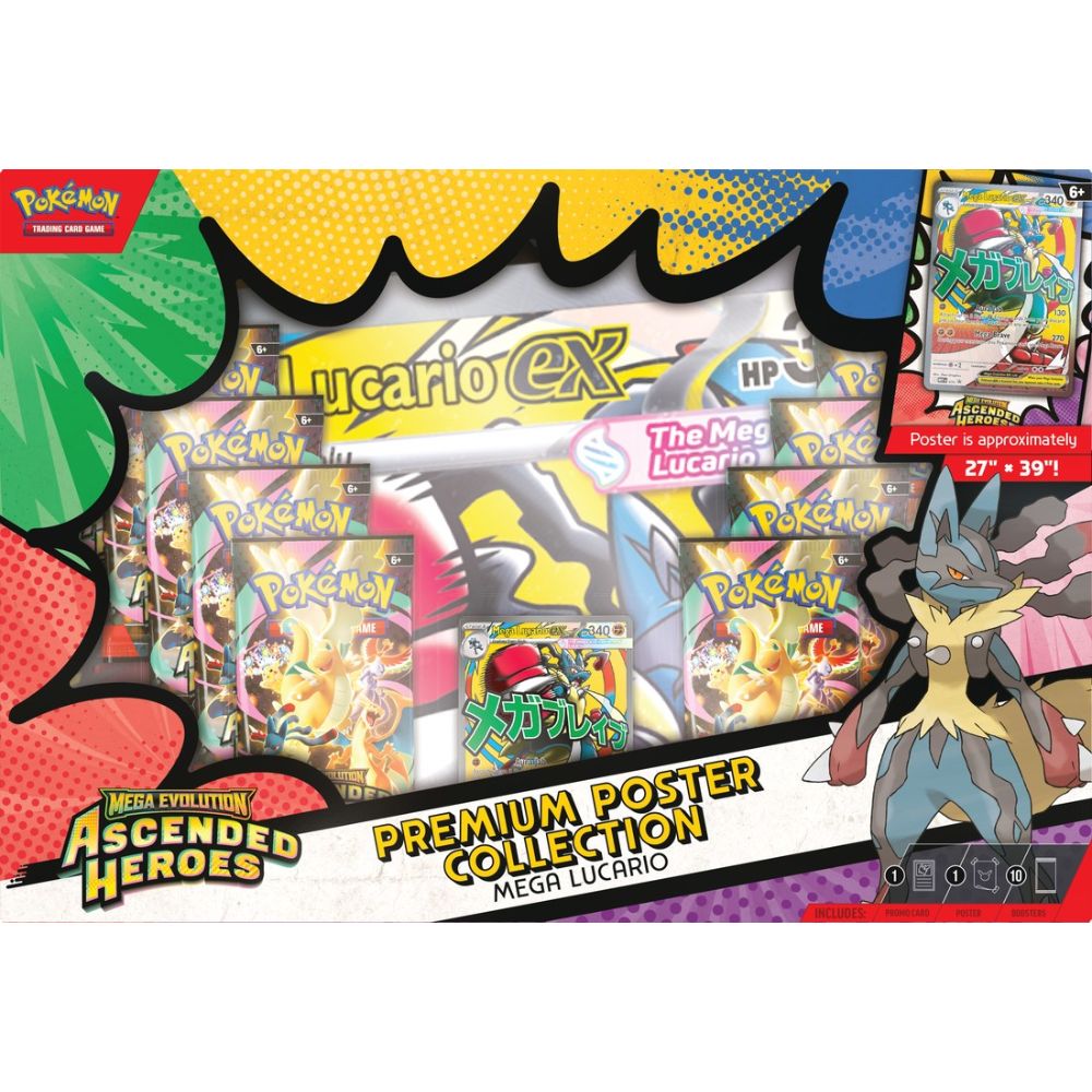 3/20/26 Release: Pokemon Mega Evolutions 2.5 Ascended Heroes Mega Lucario Premium Poster Collection