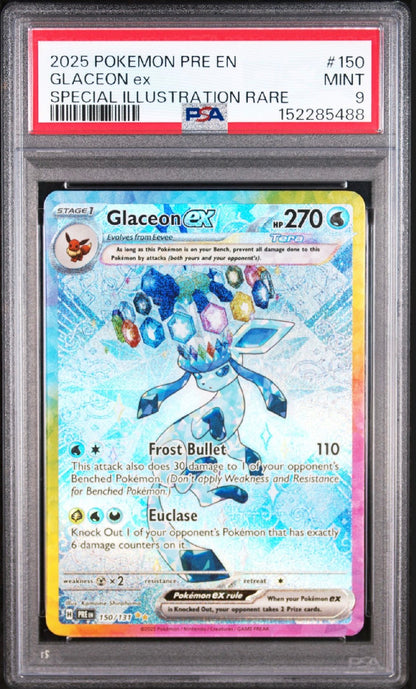 Prismatic Evolutions #150 Glaceon ex Special Illustration Rare PSA 9