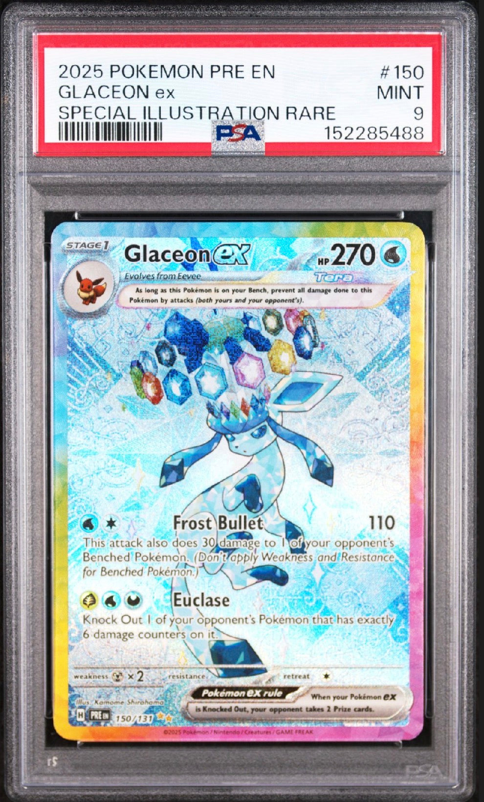 Prismatic Evolutions #150 Glaceon ex Special Illustration Rare PSA 9
