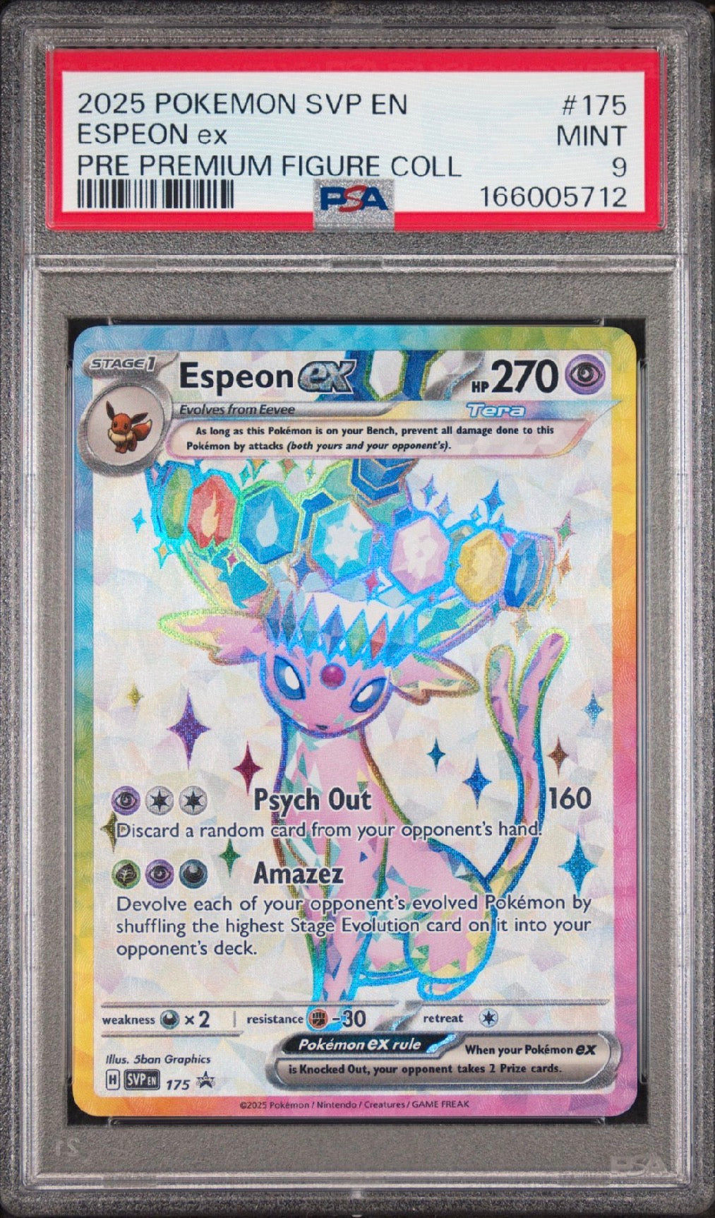 Prismatic Evolutions #175 Espeon ex Premium Figure Collection Black Star Promo PSA 9