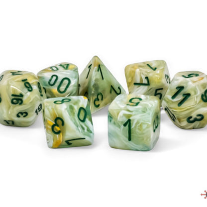 Chessex Mega-Hedral Marble Green/Dark Green 7-Die Set /CHX22409