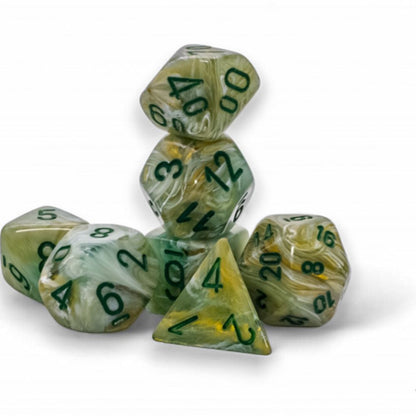 Chessex Mega-Hedral Marble Green/Dark Green 7-Die Set /CHX22409
