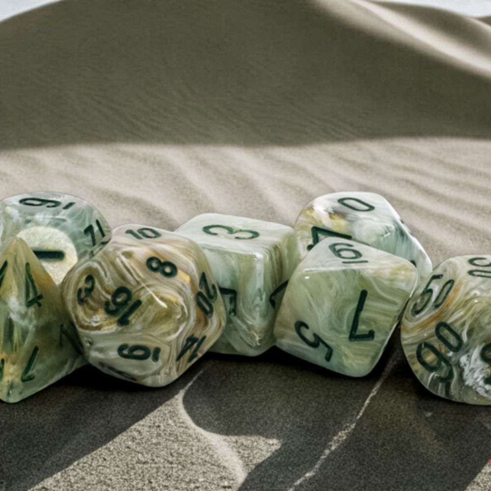 Chessex Mega-Hedral Marble Green/Dark Green 7-Die Set /CHX22409