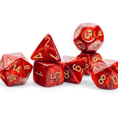 Chessex Mega-Hedral Scarab Scarlet/Gold 7-Die Set / CHX22414