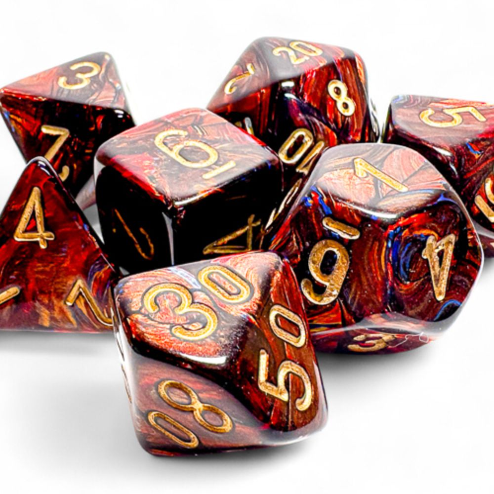 Chessex Mega-Hedral Scarab Blue Blood/Gold 7-Piece Set / CHX22419