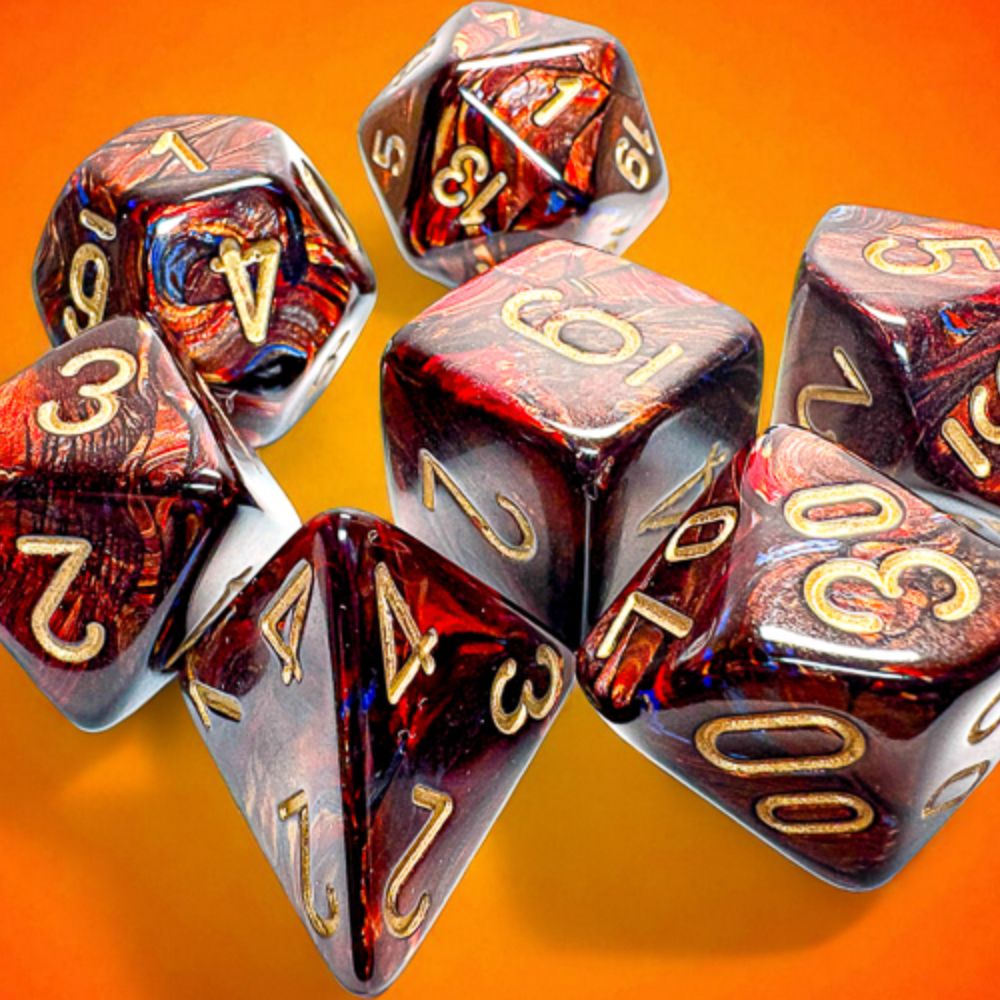 Chessex Mega-Hedral Scarab Blue Blood/Gold 7-Piece Set / CHX22419