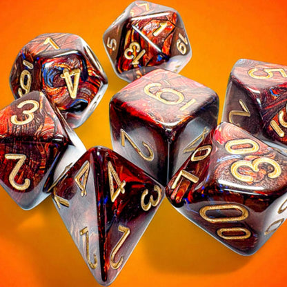 Chessex Mega-Hedral Scarab Blue Blood/Gold 7-Piece Set / CHX22419